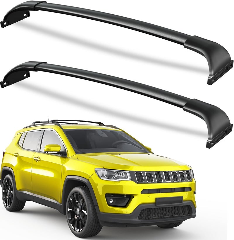 wonderdriver Roof Rack Cross Bars 220lbs Compatible with Jeep Compass 2018-2026,Heavy Duty All-Metal Aluminum Roof Rails Crossbars Cargo Canoe Black Rooftop Cargo Carrier Luggage. - Image 1